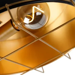 Plafonnier industriel noir avec or 35 cm - Barril