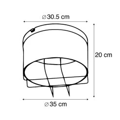 Plafonnier industriel noir avec or 35 cm - Barril