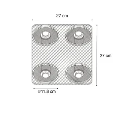 Plafonnier industriel noir avec bois 4 lumières - Jasmine