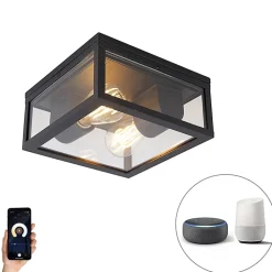 Plafonnier intelligent noir IP44 2 lumières avec Wifi ST64 - Charlois