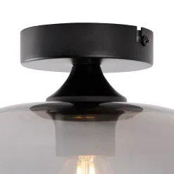 Plafonnier intelligent noir avec verre fumé, WiFi inclus - Busa