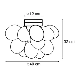 Plafonnier intelligent noir avec verre fumé et 4 G9 Wifi - Uvas