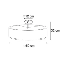Plafonnier intelligent noir et blanc 50 cm avec 3 Wifi A60 - Drum Duo