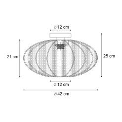 Plafonnier Japandi blanc avec abat-jour en tissu - Bida
