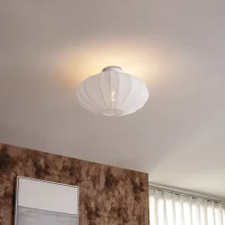 Plafonnier Japandi blanc avec abat-jour en tissu - Bida