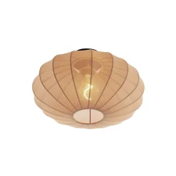 Plafonnier Japandi marron avec abat-jour en tissu - Bida