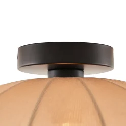 Plafonnier Japandi marron avec abat-jour en tissu - Bida
