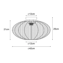 Plafonnier Japandi marron avec abat-jour en tissu - Bida