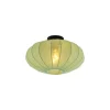 Plafonnier Japandi vert avec abat-jour en tissu - Bida