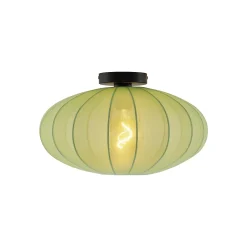 Plafonnier Japandi vert avec abat-jour en tissu - Bida