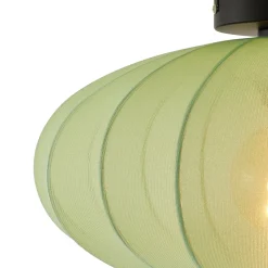 Plafonnier Japandi vert avec abat-jour en tissu - Bida