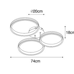 Plafonnier laiton avec LED 3 niveaux de luminosité 3 lumières - Navara