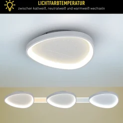 Plafonnier LED ARGESA 42x7cm metal plastique blanc moderne dimmable CCT veilleuse minuterie telecommande effet cristal