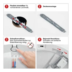 Plafonnier LED BONUS metal plastique chrome blanc interchangeable LED fixes diametre 33 cm