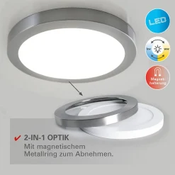 Plafonnier LED BONUS metal plastique chrome blanc interchangeable LED fixes diametre 33 cm