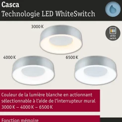 Plafonnier LED Casca IP44 White Switch 1500lm 230V 16W Alu mat
