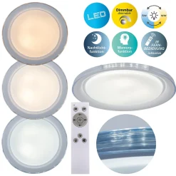 Plafonnier LED CLAIRE D 50.5cm H 7.5cm metal plastique blanc 1600lm dimmable CCT 3000 a 5000K LEDs integrees veilleuse