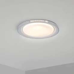 Plafonnier LED CLAIRE D 50.5cm H 7.5cm metal plastique blanc 1600lm dimmable CCT 3000 a 5000K LEDs integrees veilleuse