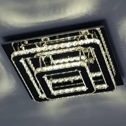 Plafonnier LED cristal 2 carrés design - Wade