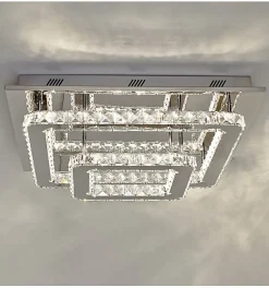 Plafonnier LED cristal 2 carrés design - Wade