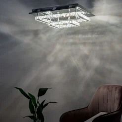 Plafonnier LED cristal 2 carrés design - Wade