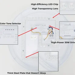 Plafonnier LED de plafond 30W 38cm CCT 3000K6000K Noireffet bois Modèle LUNADA