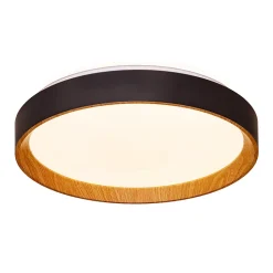 Plafonnier LED de plafond 30W 38cm CCT 3000K6000K Noireffet bois Modèle LUNADA