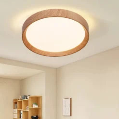 Plafonnier LED de plafond 30W 38cm CCT 3000K6000K Effet Bois Modèle LUNADA