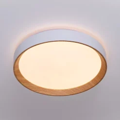 Plafonnier LED de plafond 30W 38cm CCT 3000K6000K BlancEffet Bois Modèle LUNADA