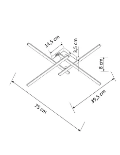 Plafonnier LED design 4 bras nickel - Yuna