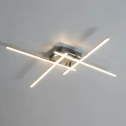 Plafonnier LED design 4 bras chromés - Yuna