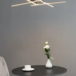 Plafonnier LED design 4 bras chromés - Yuna