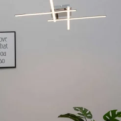 Plafonnier LED design 4 bras chromés - Yuna