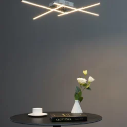 Plafonnier LED design 4 bras chromés - Yuna