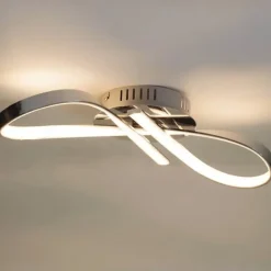 Plafonnier LED design ruban infini chrome - Acht