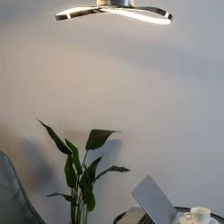 Plafonnier LED dimmable design ruban infini chromé - Acht