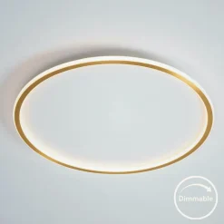 Plafonnier LED dimmable rond 60 cm cercle doré - Alessia