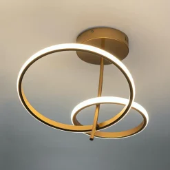 Plafonnier LED double anneau doré - Bellagio