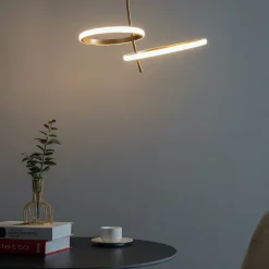 Plafonnier LED double anneau doré - Bellagio