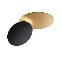 Plafonnier LED DRUM en métal Noir Doré mat 33W Perenz