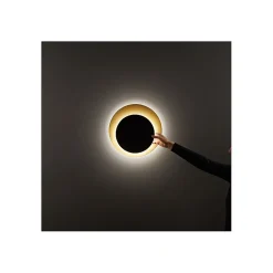 Plafonnier LED DRUM en métal Noir Doré mat 33W Perenz