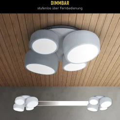 Plafonnier LED ELIORA 48.1x43.1x15cm metal plastique blanc moderne dimmable CCT veilleuse telecommande memoire LEDs integrees