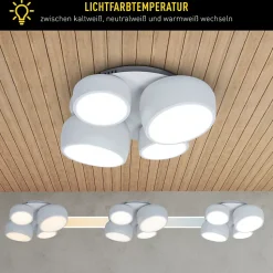 Plafonnier LED ELIORA 48.1x43.1x15cm metal plastique blanc moderne dimmable CCT veilleuse telecommande memoire LEDs integrees