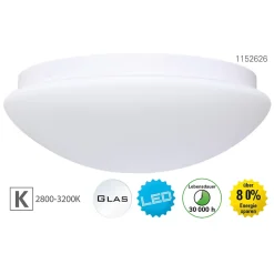 Plafonnier LED en métal et verre blanc, avec LEDs fixes D: env. 29 cm