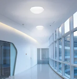 Plafonnier LED en métal et verre blanc, avec LEDs fixes D: env. 29 cm