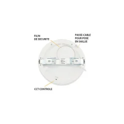 Plafonnier LED Encastrable Dimmable AC220/240V 12W 850lm 100 IP40/20 IK08 166mm - CCT perçage 50mm