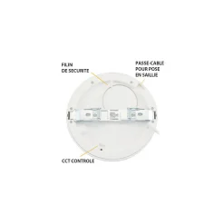 Plafonnier LED Encastrable AC220/240V 12W 960lm 100 IP40/20 IK08 165mm - CCT 3000K / 4000K / 6500K perçage 50mm