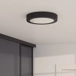 Plafonnier LED integrée 12W 1200lm noir Ø21,5cm GoodHome, Aius
