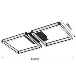 Plafonnier LED intégrée Altaflor IP20 3040lm 24W L.65 x l.30x H.7 cm Eglo noir