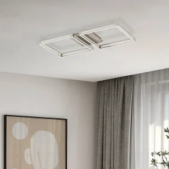 Plafonnier LED intégrée Altaflor IP20 3040lm 24W L.65 x l.30x H.7 cm Eglo nickelé mat